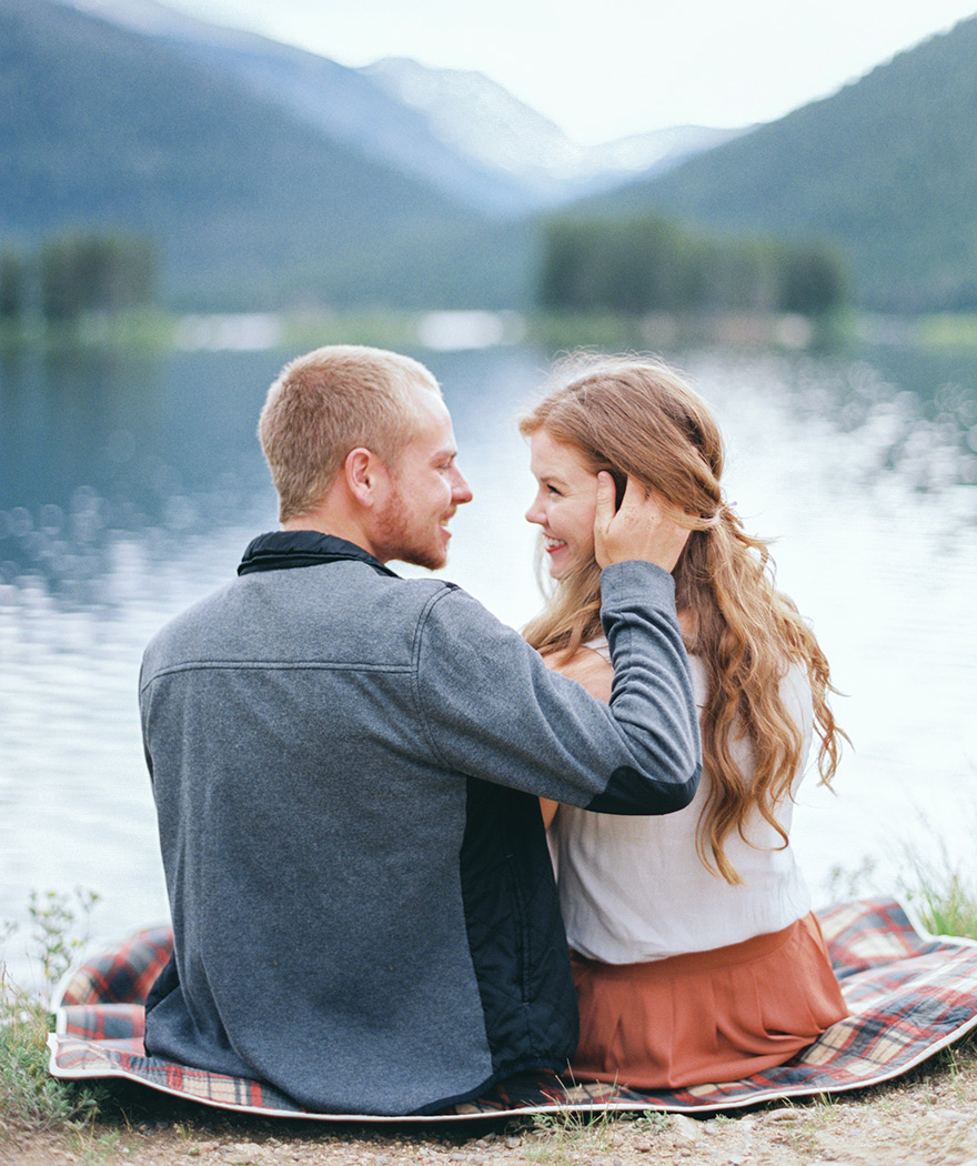 Couple in love lake side Colorado