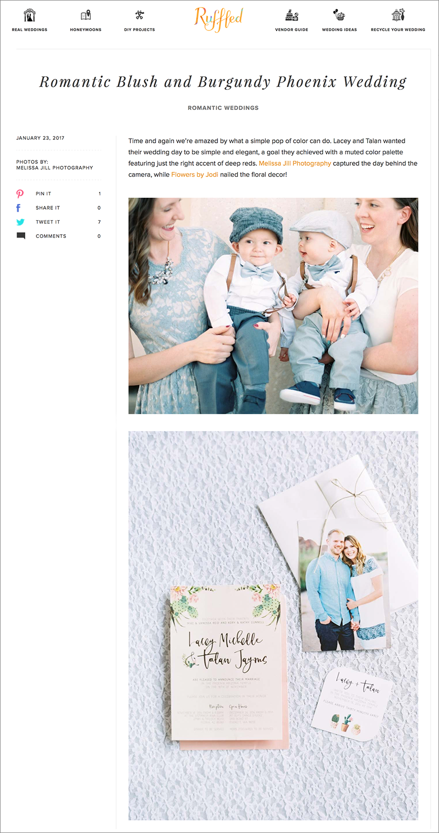 Melissa Jill Phoenix Temple Wedding featured on Ruffled