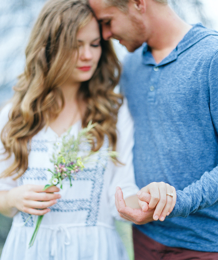 Quiet moment of an engaged couple