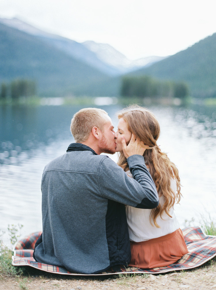 Couple happily kissing near Lakeside, Colorado