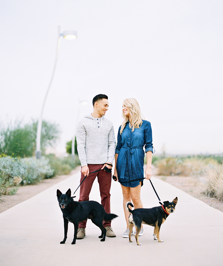 Tempe engagement photos with dogs