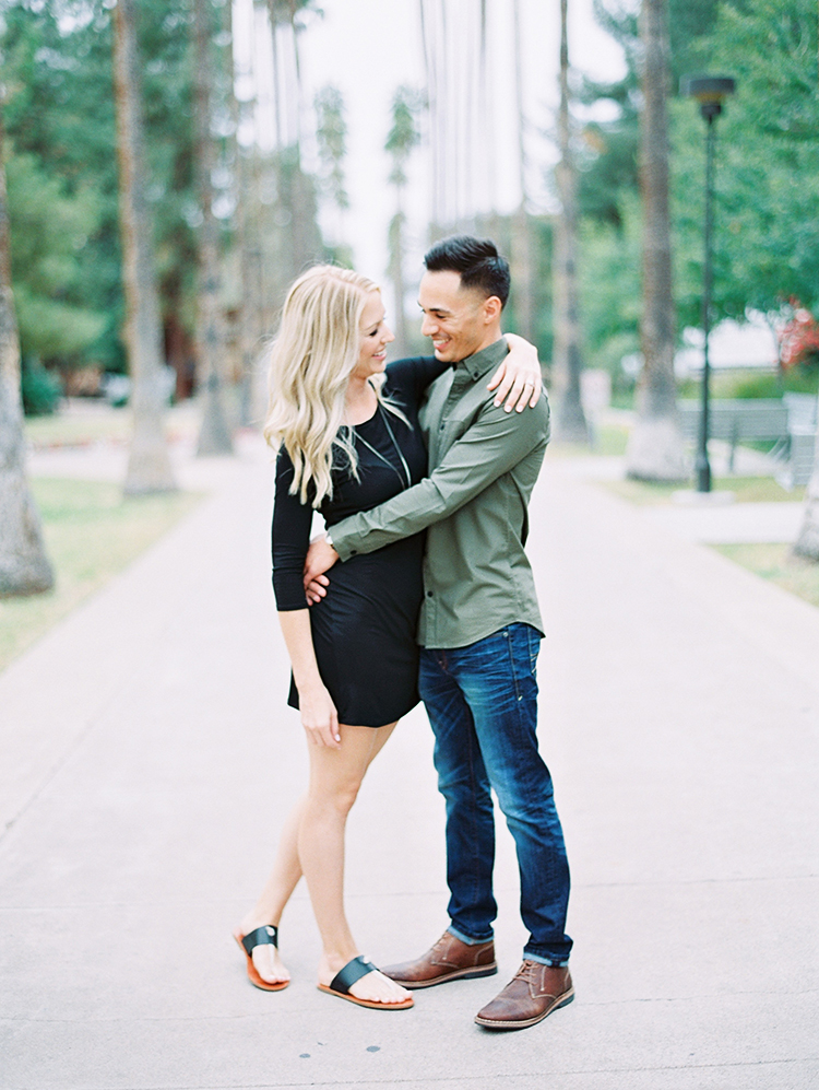 engagement photos on Palm Walk at ASU