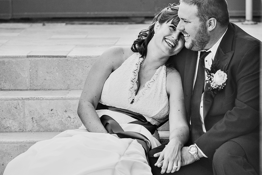 laughing bride & groom