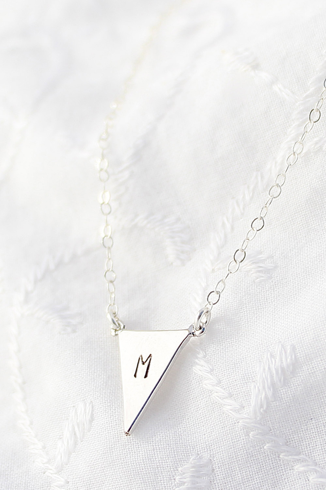 Long- chain custom initial silver necklace. 