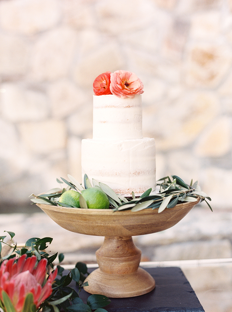 Wedding cake in wood bowl decor display