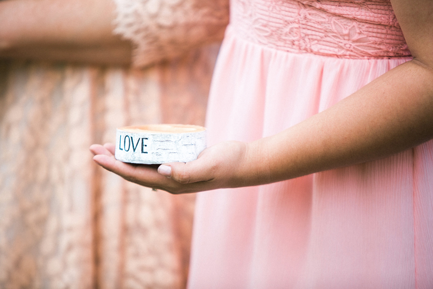 Container for the wedding rings made from a segment of birch tree,