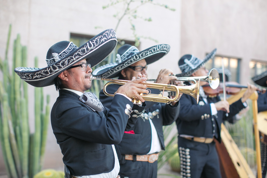 Mariachi band playing for the wedding celebration.