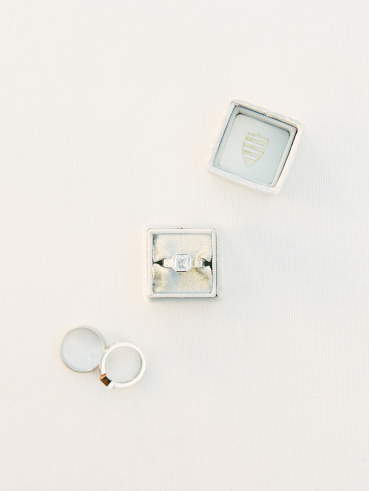 elegant wedding rings and a Mrs. Box in Roosevelt grey