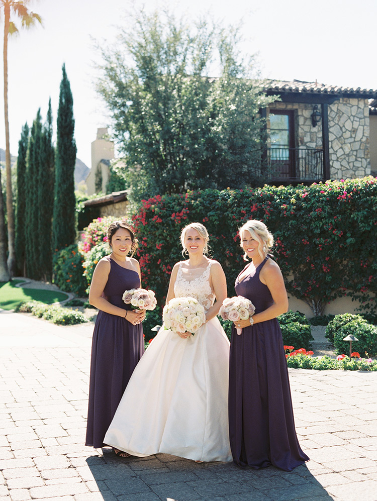 bridesmaids in soft plum