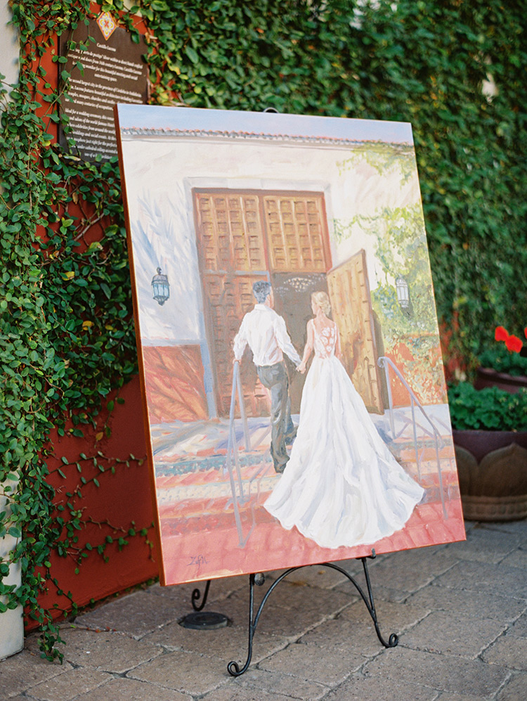 custom painting of the bride & groom