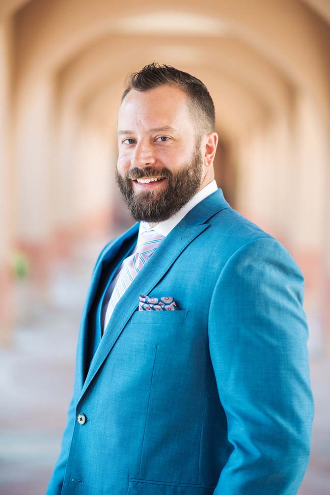 dapper blue three piece suit, groom style