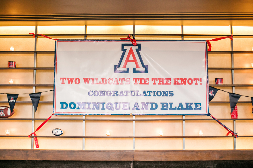 University of Arizona banner celebrating the wedding of 2 alumni