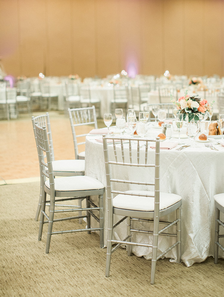 ballroom wedding reception with peach & blush details