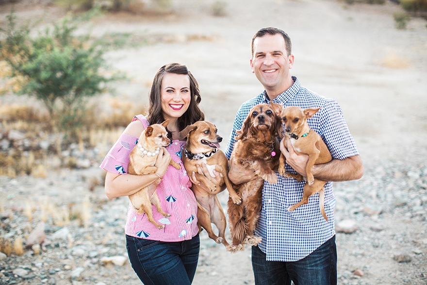 desert engagement shoot with dogs