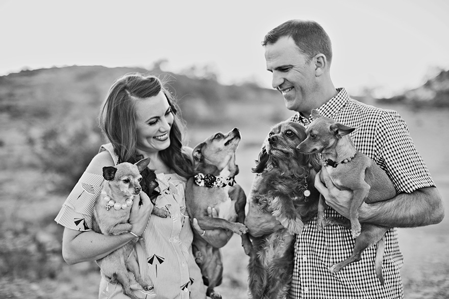 desert engagement shoot with dogs