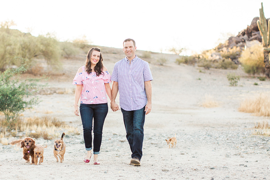 desert engagement shoot with dogs