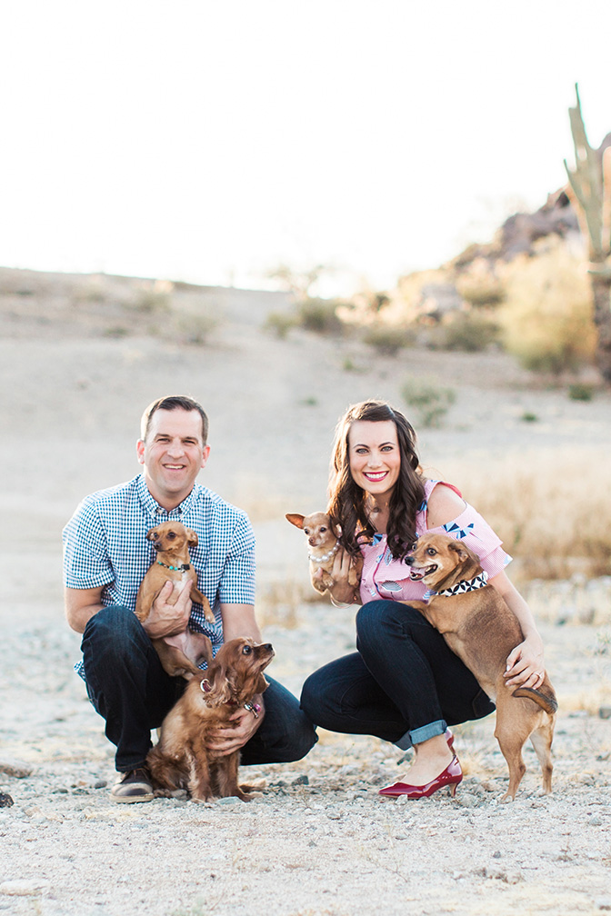 desert engagement shoot with dogs