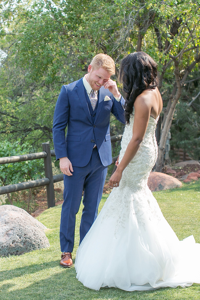 seeing his bride for the first time