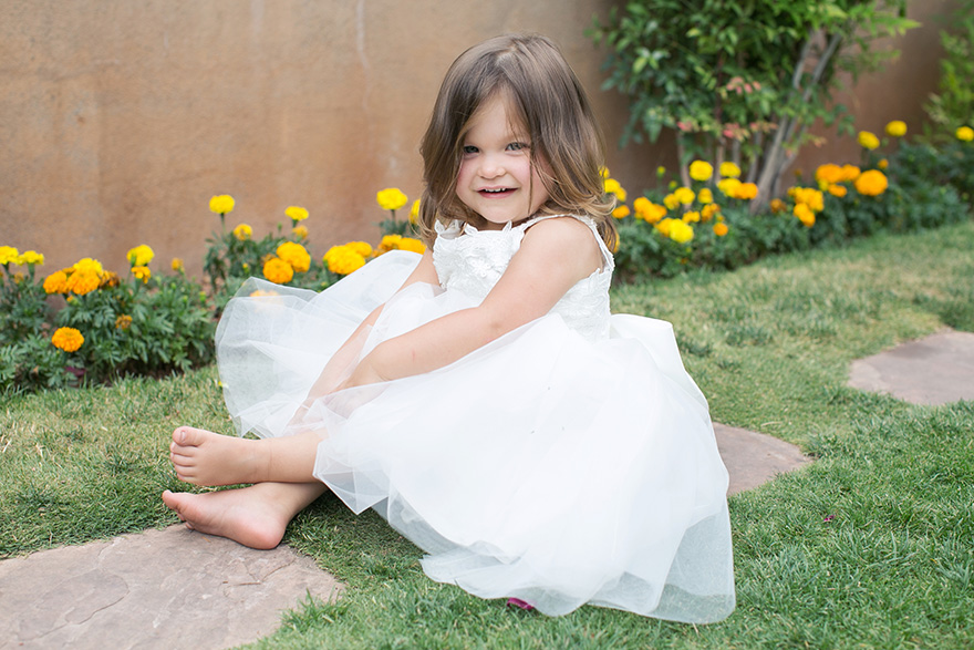 flower girl in white tulle