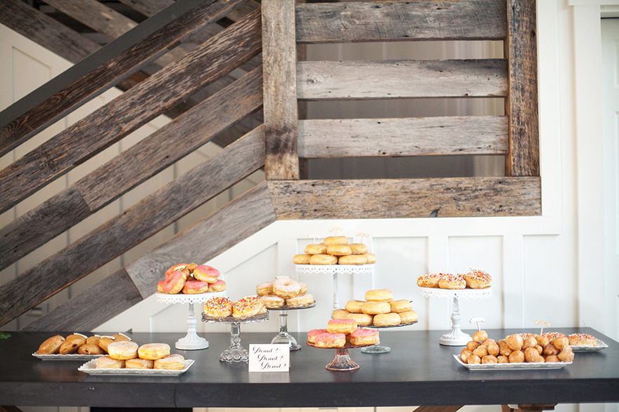 donut table at wedding reception