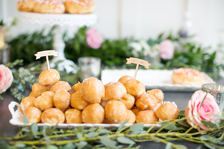 donut table at wedding reception