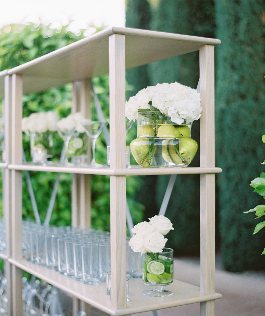 elegant outdoor reception with green & white decor