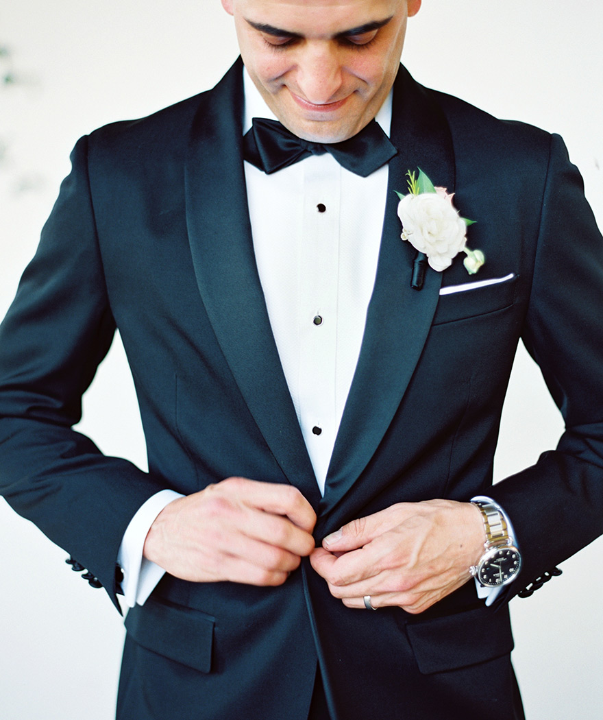 classic black tux for the groom