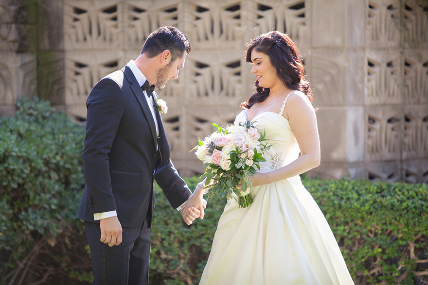 bride & groom's first look at Arizona Biltmore