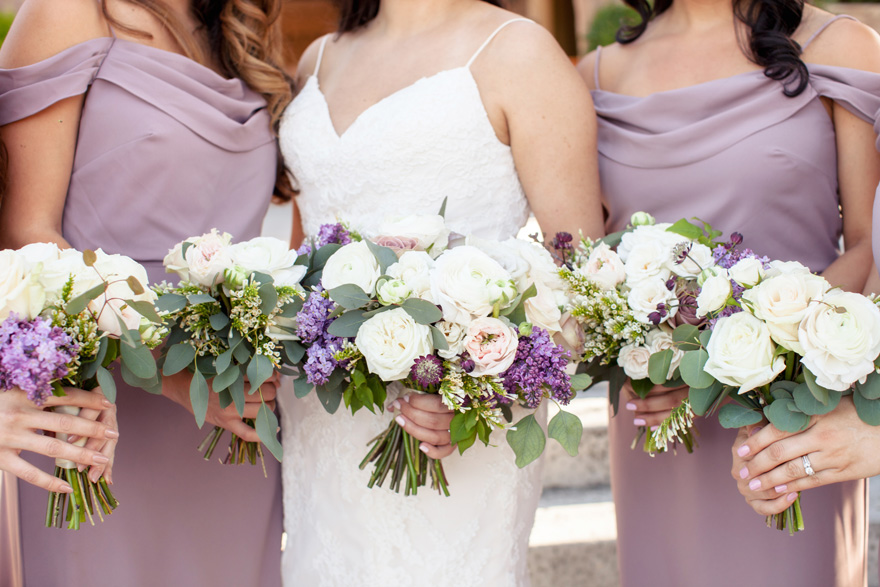 purple & white bouquets