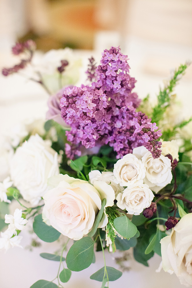 white & purple wedding flowers