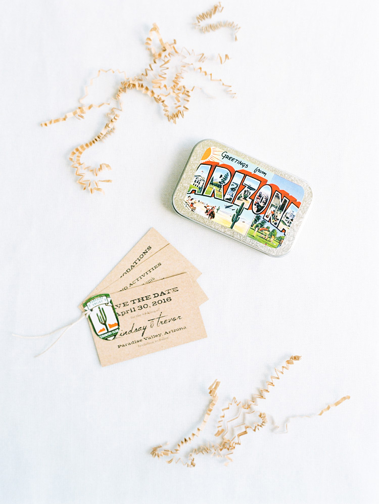 Creative & fun save the date card delivered in a mint tin. Whimsical wedding details.