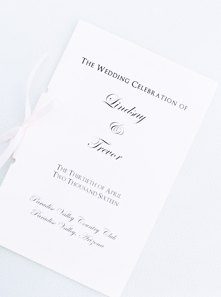 Elegant wedding program
