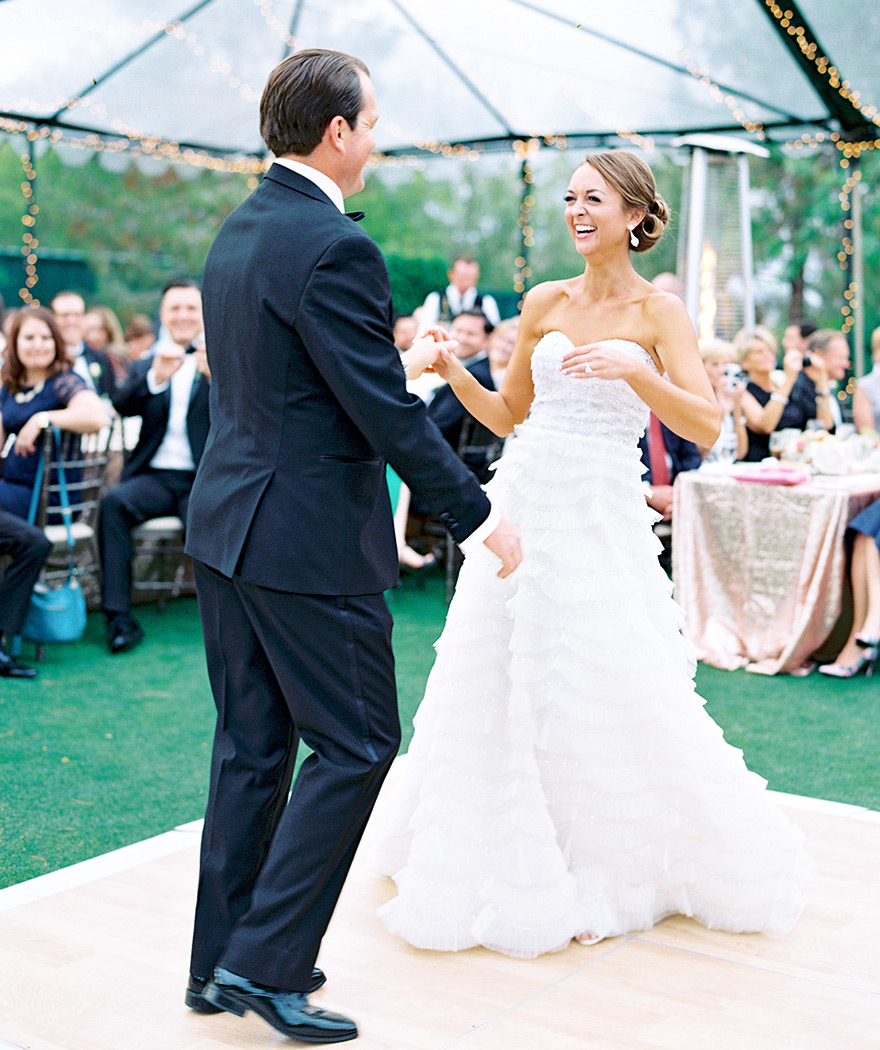 First dance as man & wife, outdoor wedding reception