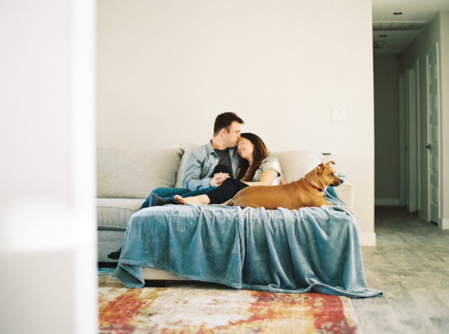 engagement photo shoot at home