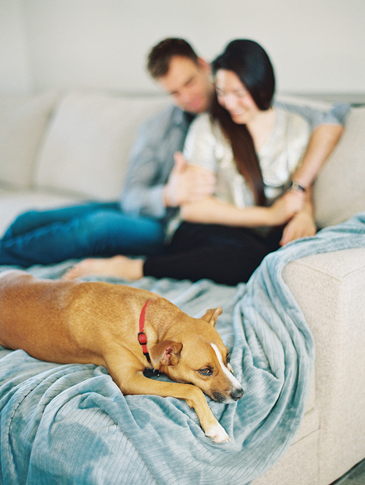 engagement photo shoot at home
