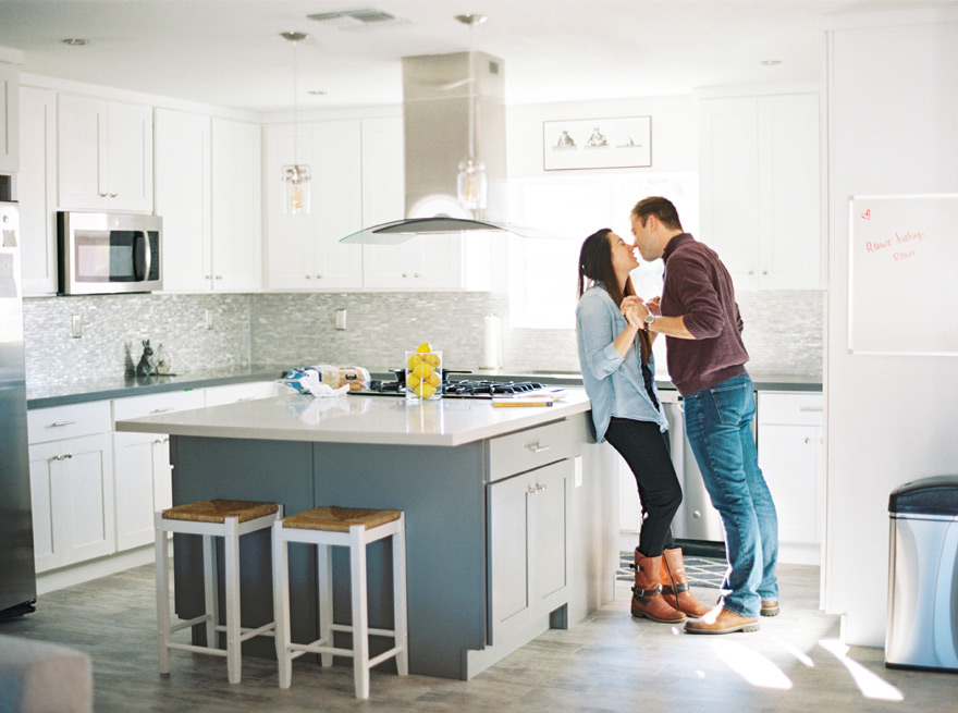 engagement photo shoot at home