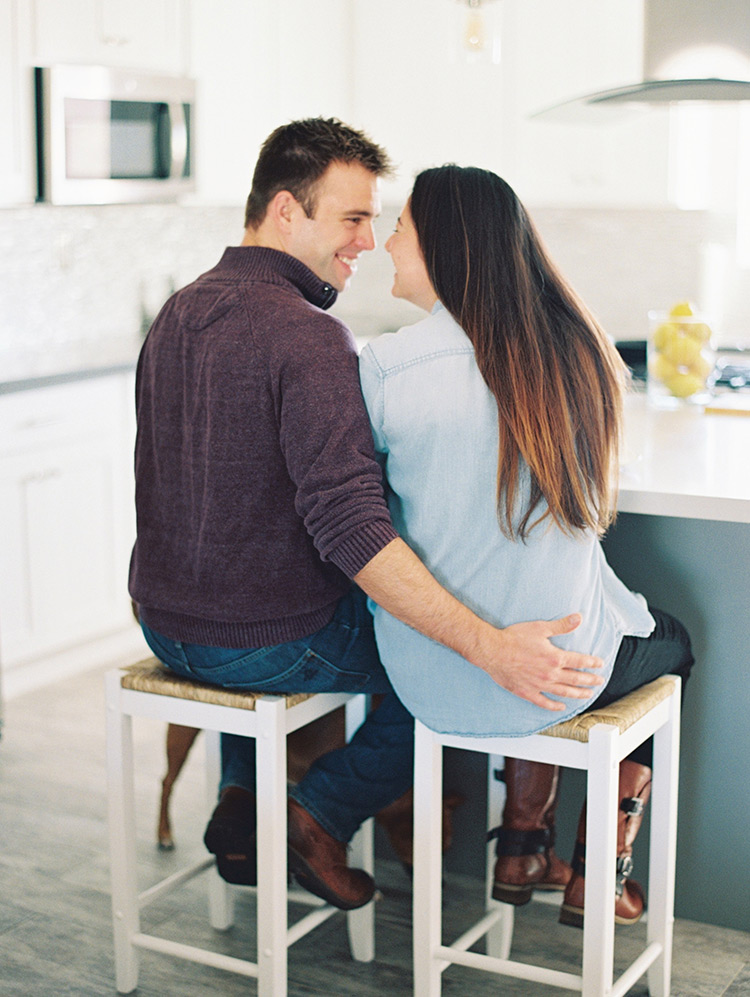 engagement photo shoot at home