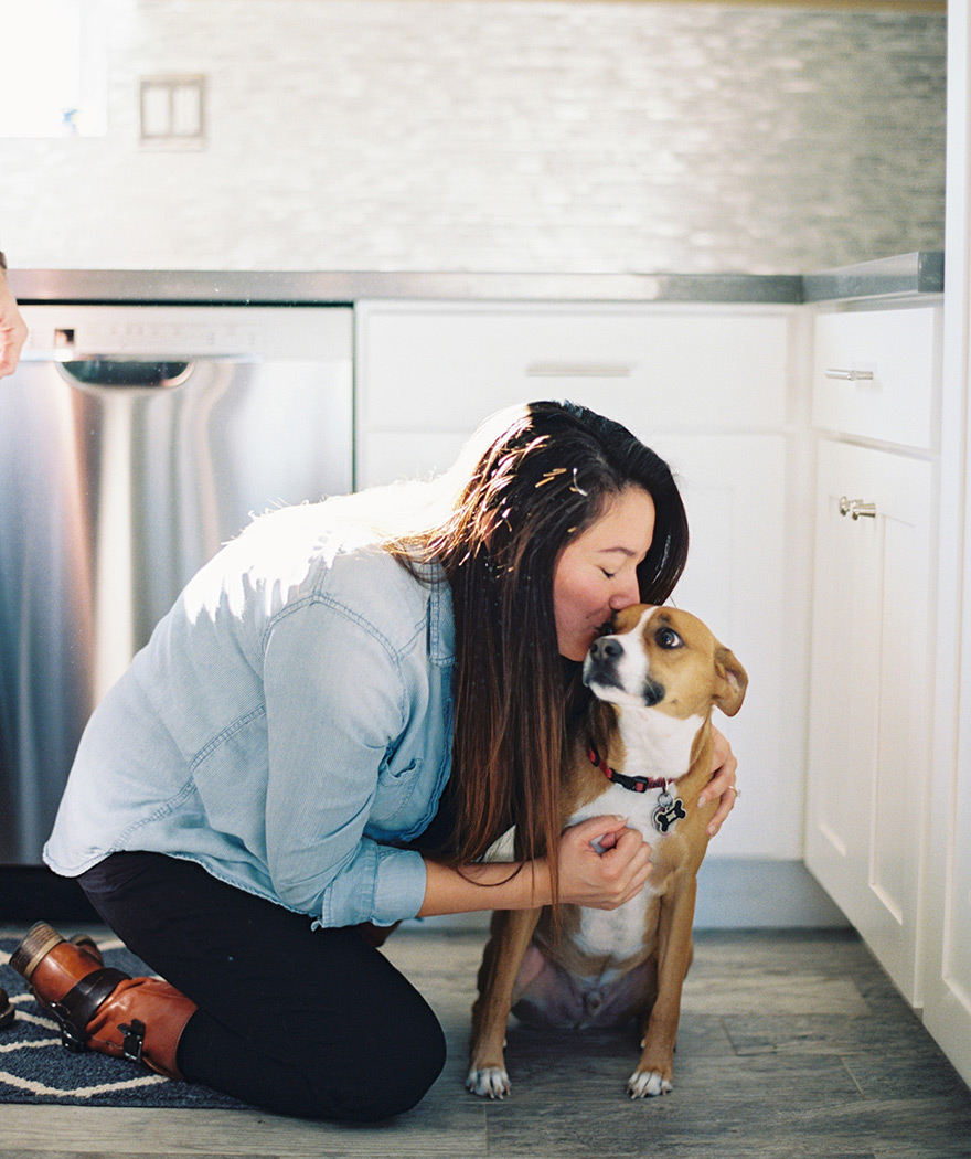 engagement photo shoot at home