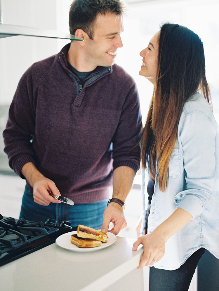 engagement photo shoot at home