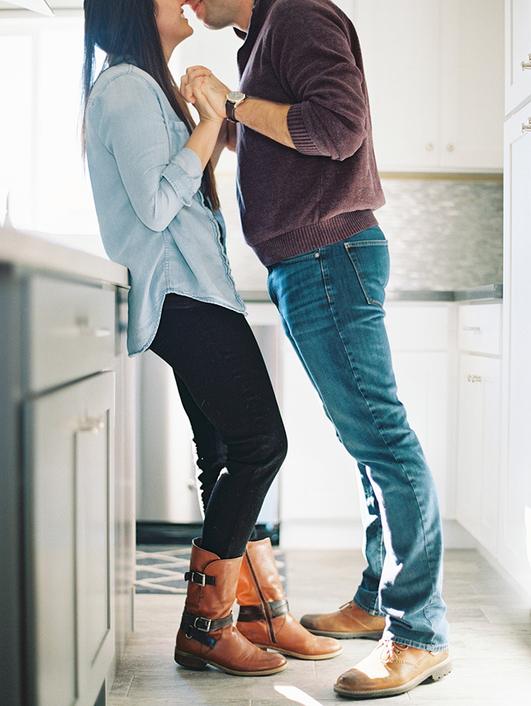 engagement photo shoot at home