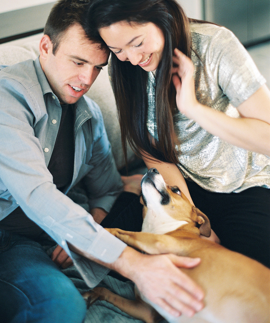 engagement photo shoot at home