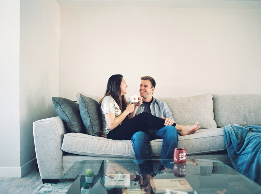 engagement photo shoot at home