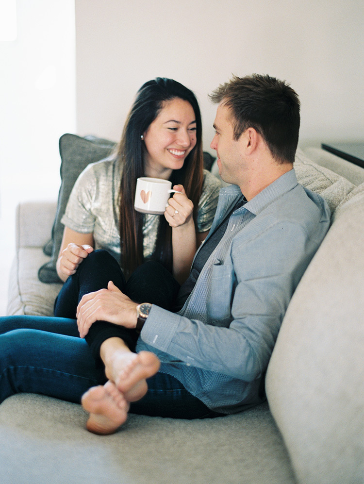 engagement photo shoot at home