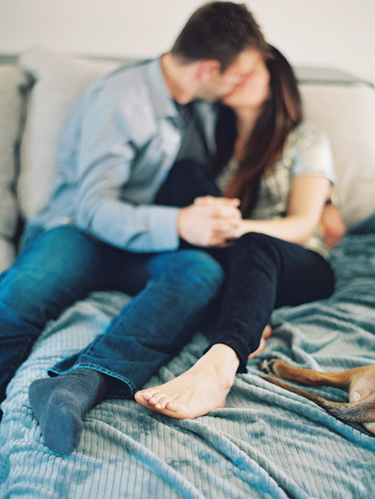 engagement photo shoot at home