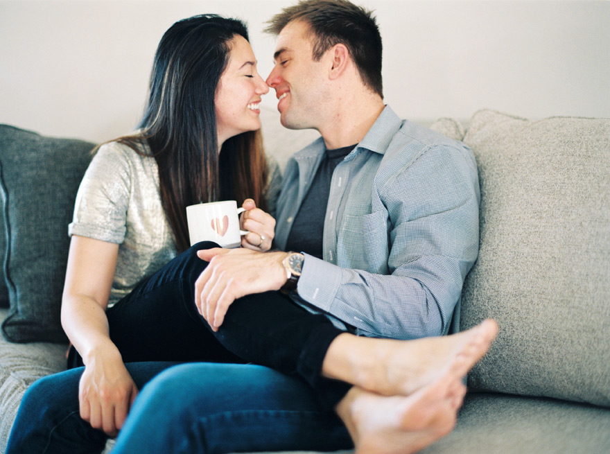 engagement photo shoot at home