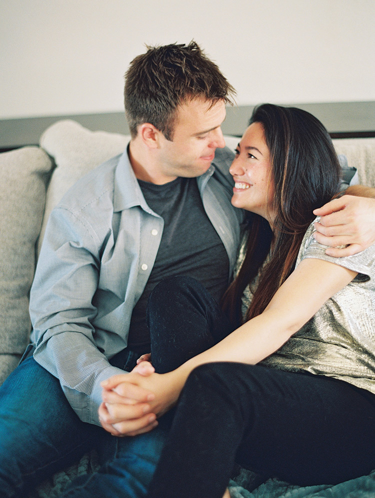 engagement photo shoot at home