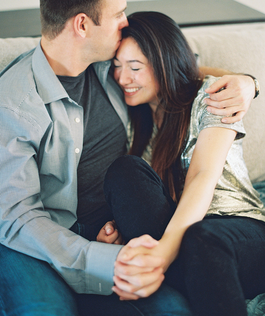 engagement photo shoot at home