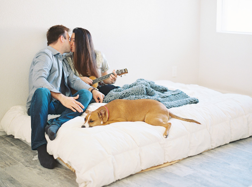 engagement photo shoot at home