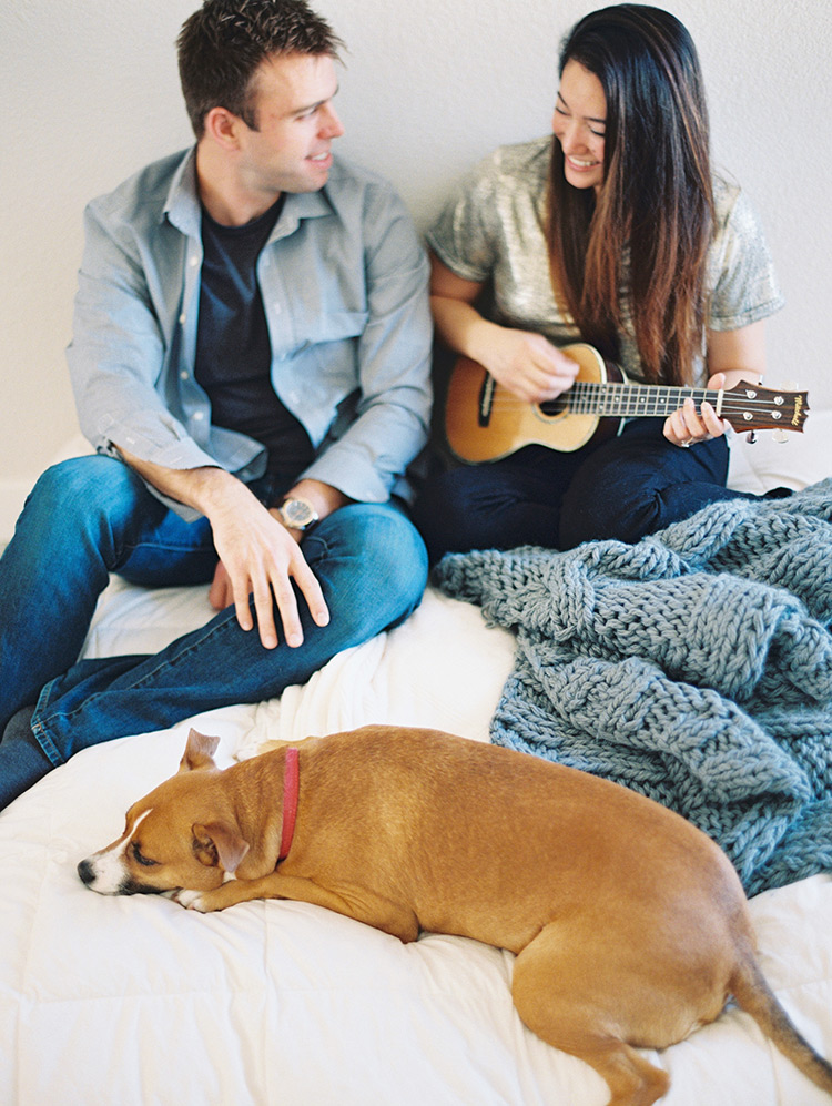 engagement photo shoot at home