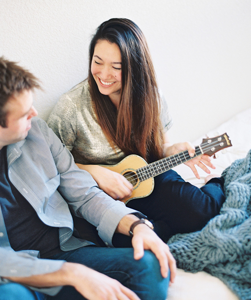 engagement photo shoot at home